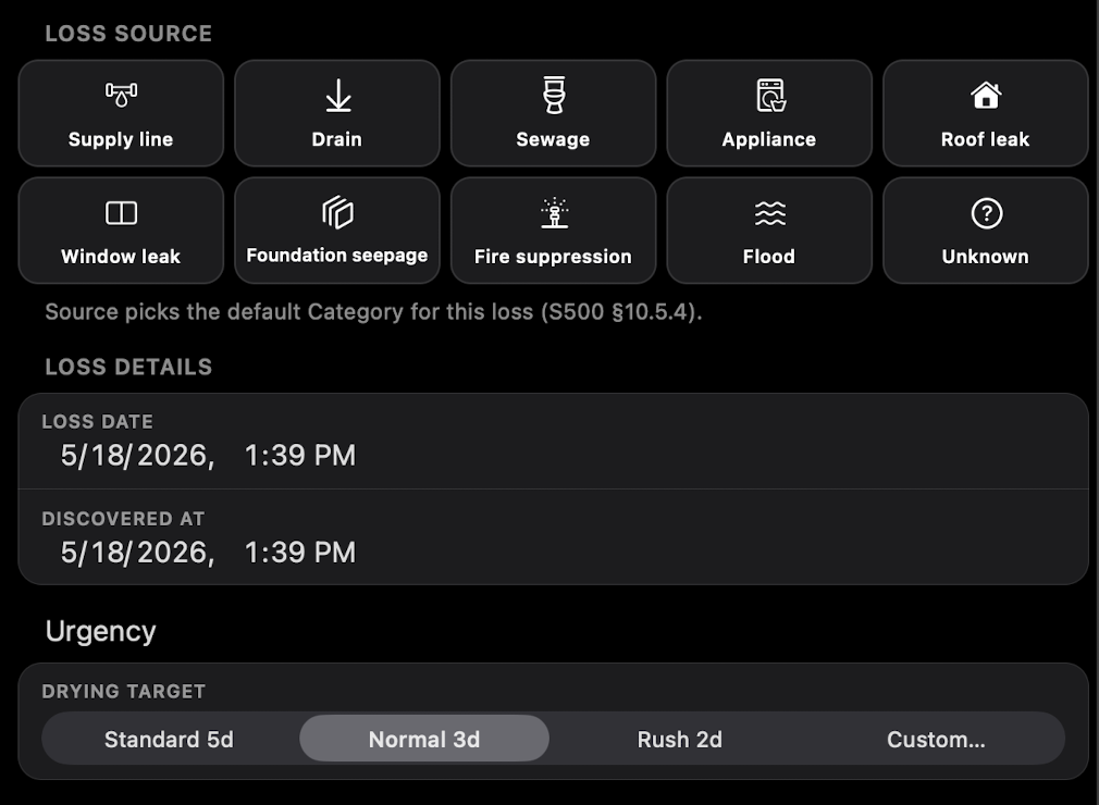 Edit project screen