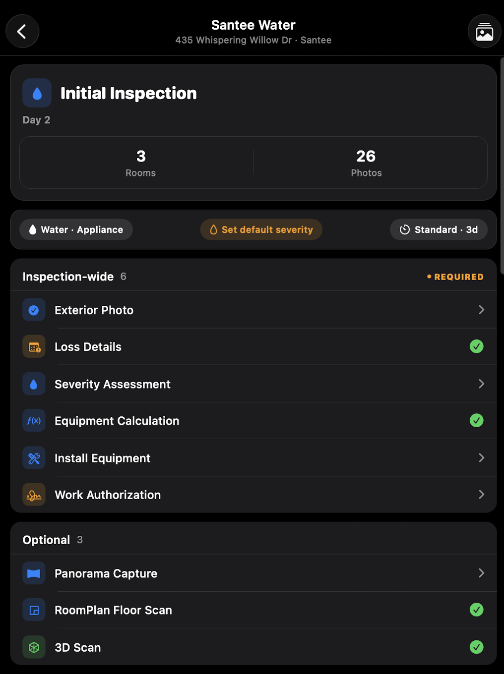 Initial inspection screen 1