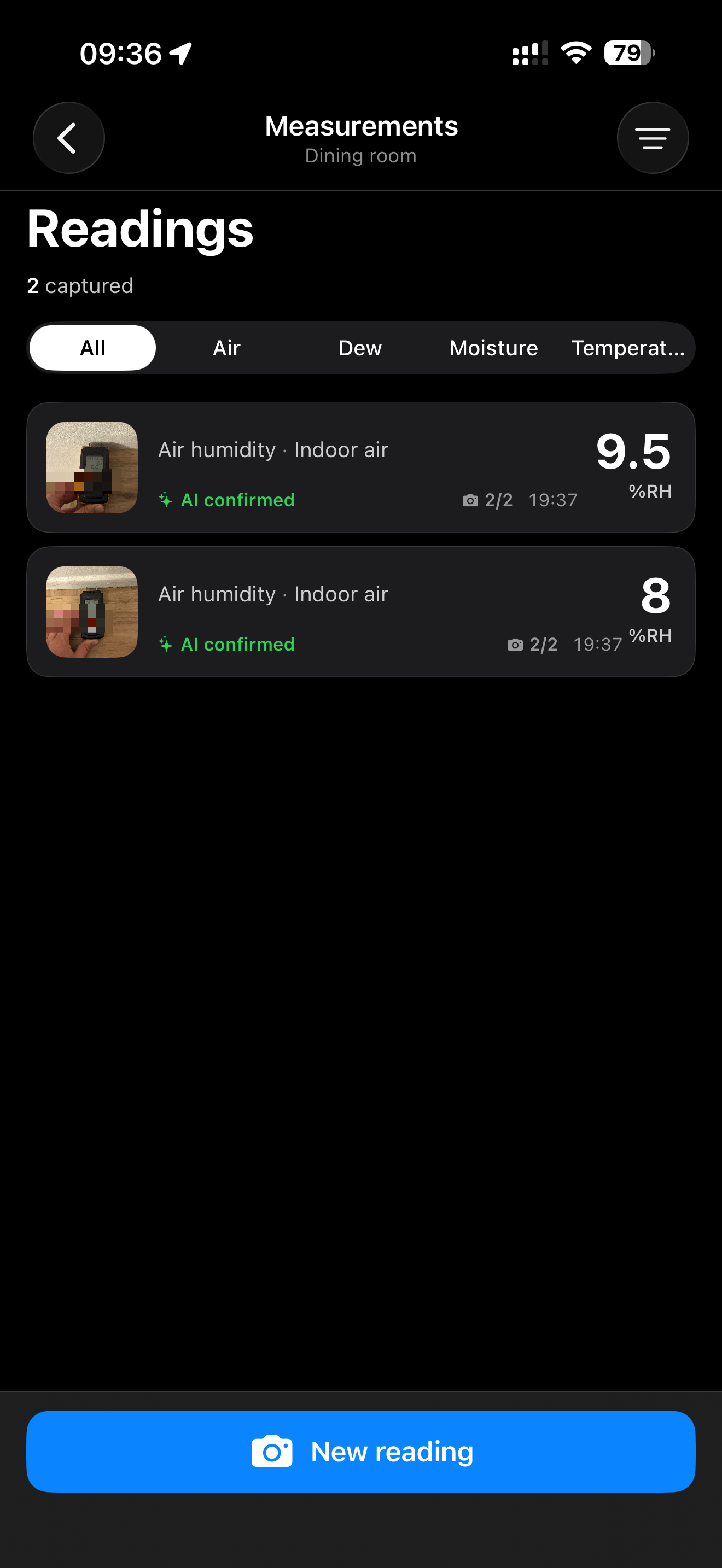 Meter readings history