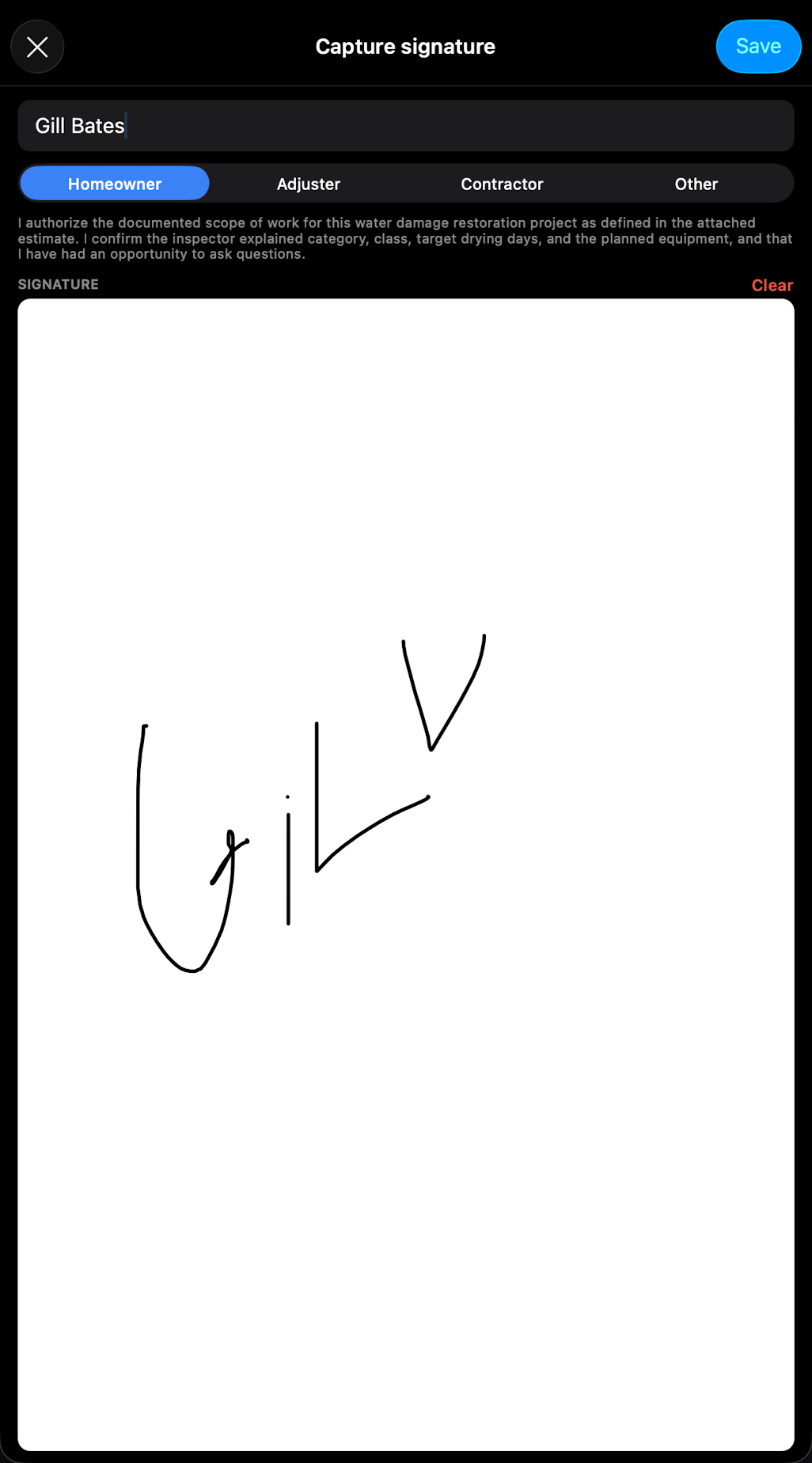Signature form